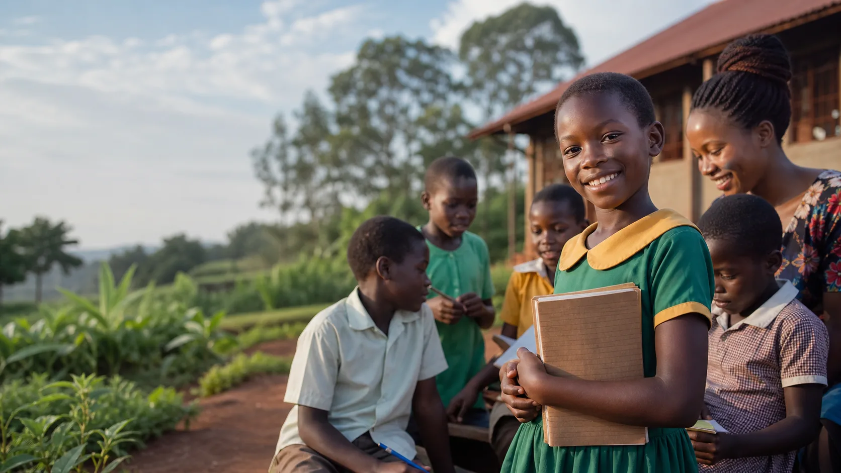 Hopeful Ugandan children learning together in their community